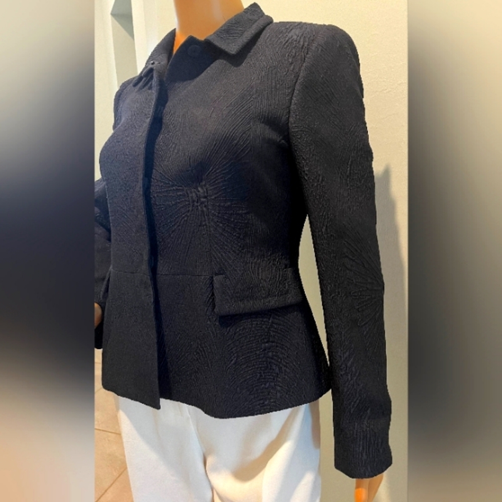 Italian Made Piazza Sempione Textured Black Jacket Size It 42 Or Us 8/M Nwot